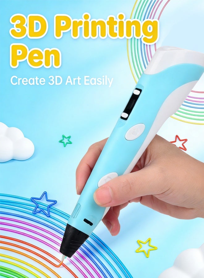 شو وو قلم طباعة ثلاثية الأبعاد للأطفال - يتضمن قلم طباعة ثلاثية الأبعاد مع شاشة عرض، و3 ألوان ابتدائية من خيوط PLA، وكتاب استنسل + دليل مشروع، وشاحن، هدية مثالية للأطفال لصنعها بأنفسهم - Image 1